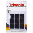 1 Inch Square Rubber Furniture Pads 9 Pack Scratch Protectors