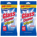 PowerHouse Glass Cleaner Wipes, 42 Wipes (Pack of 2)