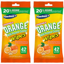 PowerHouse Household Orange Multi-Purpose Cleaner Wipes, 42 Wipes (Pack of 2)