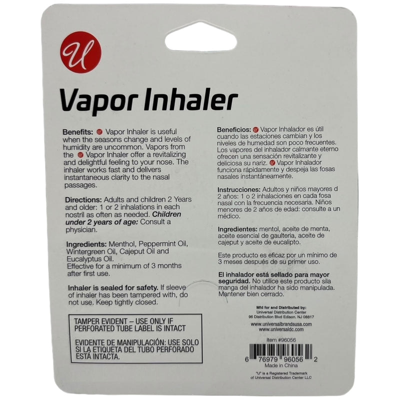 Vapor Inhaler (Non-Medicated) Refreshing Menthol Vapor, 500mg