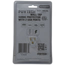 4-Outlet Wall Tap w/ Surge Protector & 2 USB Ports - ETL Listed