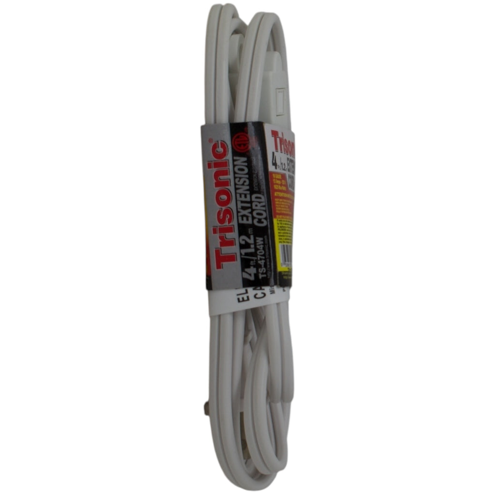 4' Foot (1.2m) 16 Gauge 13 Amp Extension Cord w/ 3 Outlets - ETL Liste ...