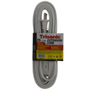 25' Foot (7.6m) 16 Gauge 13 Amp Extension Cord w/ 3 Outlets - ETL Listed
