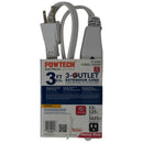 3' Foot 3 Outlet 3-Prong 13A Heavy Duty Grounded Extension Cord - UL Certified