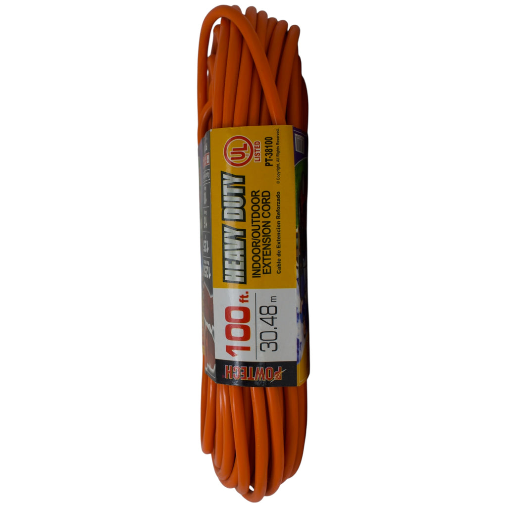 100' Foot Indoor Outdoor 16 Gauge 3 Wire Heavy Duty Extension Cord - U ...