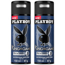 Playboy King Of The Game 24 Hour Men Deodorant Body Spray, 5.0oz (Pack of 2)