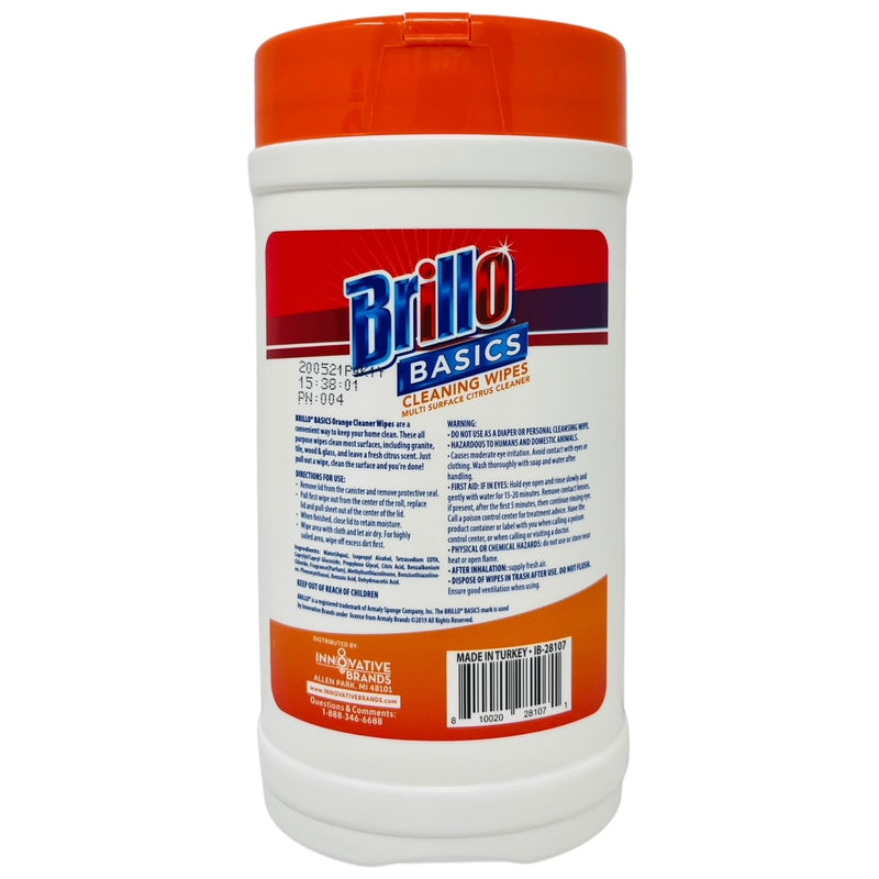 Brillo Basics Cleaning Wipes Multi Surface Citrus Cleaner, 40 Wipes