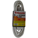 6' Foot (1.8m) 16 Gauge 13 Amp Extension Cord w/ 3 Outlets - ETL Listed