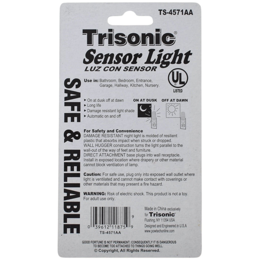 7 Watt Automatic Sensor Night Light - Damage Resistant - UL Listed ...