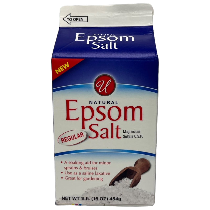 Regular Natural Epsom Salt Magnesium Sulfate U.S.P., 1lb (454g)