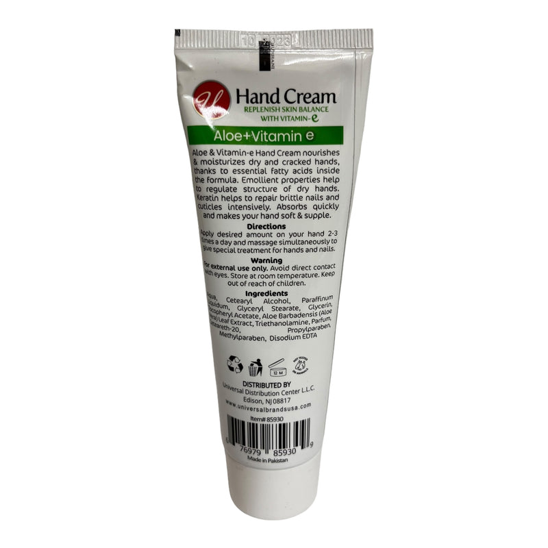 Aloe + Vitamin E Hand Cream - Replenish Skin Balance, 2.3oz (75ml)