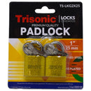 2-Pack 1 inch High Security Brass Padlocks with 3 Keys