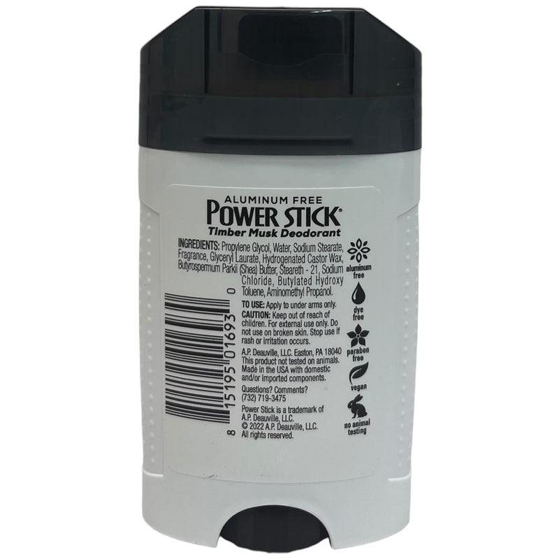 Power Stick Timber Musk 0% Aluminum All Day Fresh Deodorant, 2.5oz.