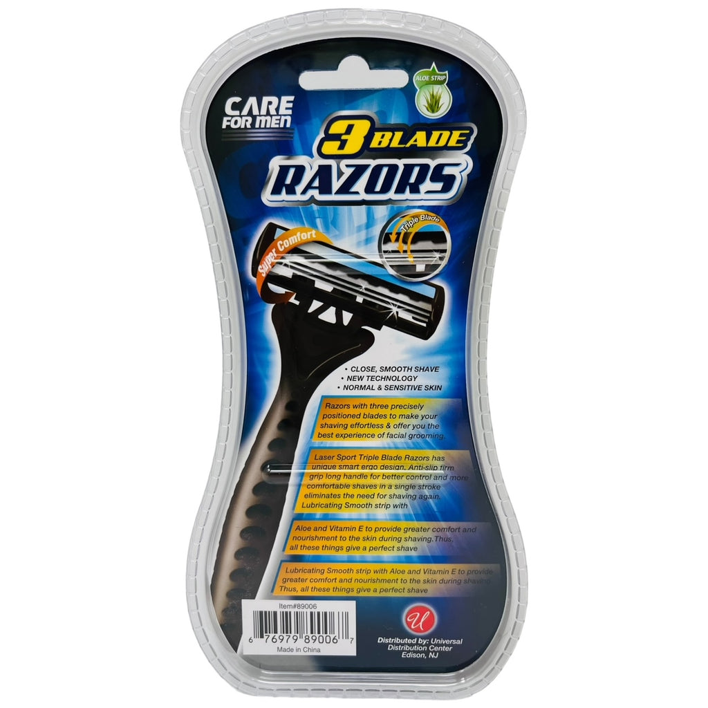 Three Balde Razor Care For Men 3 Blade Razors With 4 Cartridges (Aloe Strip) – MarketCOL