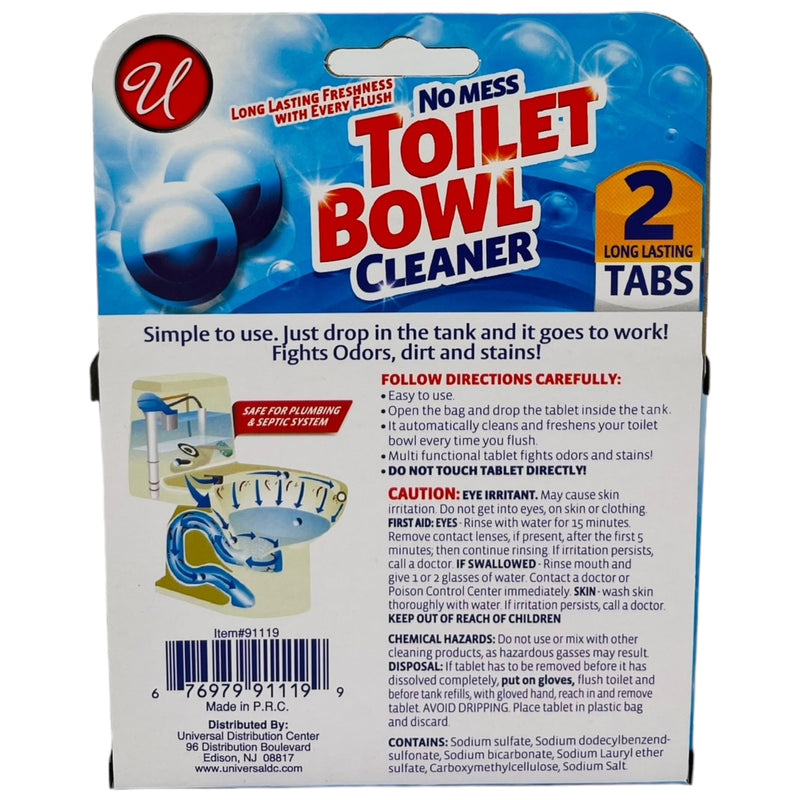 No Mess Toilet Bowl Cleaner Tablets with Blue & Bleach, 2 Count