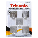 5 Pack 1 1/2 inch 1.5" Stainless Steel Adhesive Wall Hooks