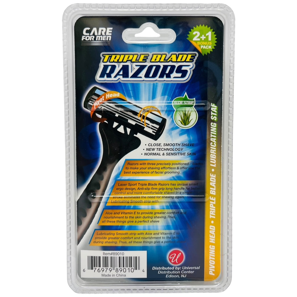 Care For Men Triple Blade Razors With Aloe Strip, 3 Count – MarketCOL