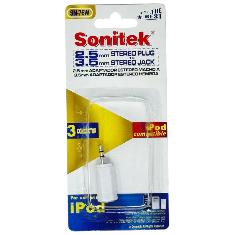 2.5mm Stereo Plug to 3.5mm Stereo Jack Adapter