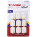 9 Pack 1 7/8 inch Plastic Adhesive Wall Hooks