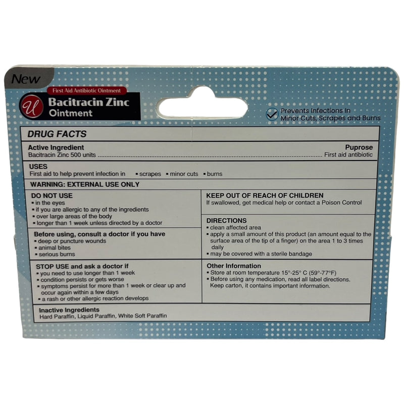 Bacitracin Zinc Ointment First Aid Antibiotic Ointment, 0.5oz (14g)