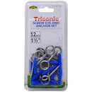 12 Pack 1-1/2 inch Screw Eye Hooks with Wall Anchors