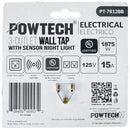 3-Outlet Wall Tap With Sensor Night Light 125V 15A 1875W - UL Listed