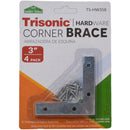 3 Inch 3" Steel Corner Braces with Screws – 4 Piece Set