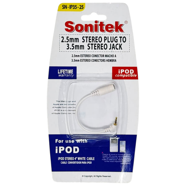 2.5mm Stereo Plug to 3.5mm Stereo Jack Adapter Cable