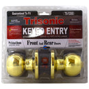 Polished Brass Keyed Entry Door Knob with 3 Keys