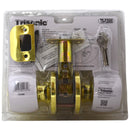 Polished Brass Keyed Entry Door Knob with 3 Keys