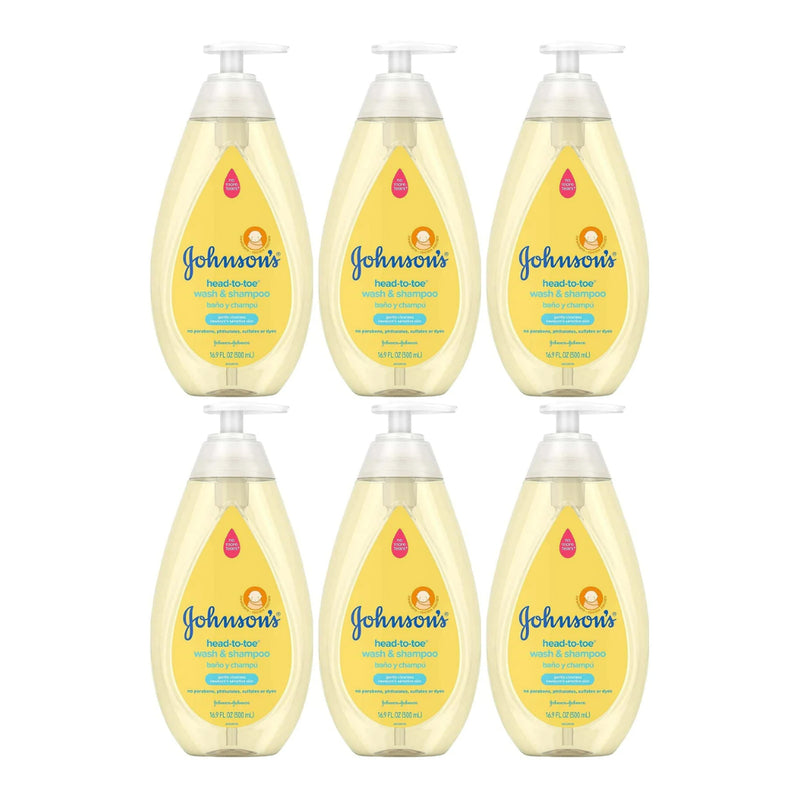 Johnson's Baby Head-to-Toe Wash & Shampoo, 500ml (16.9 fl oz) (Pack of 6)