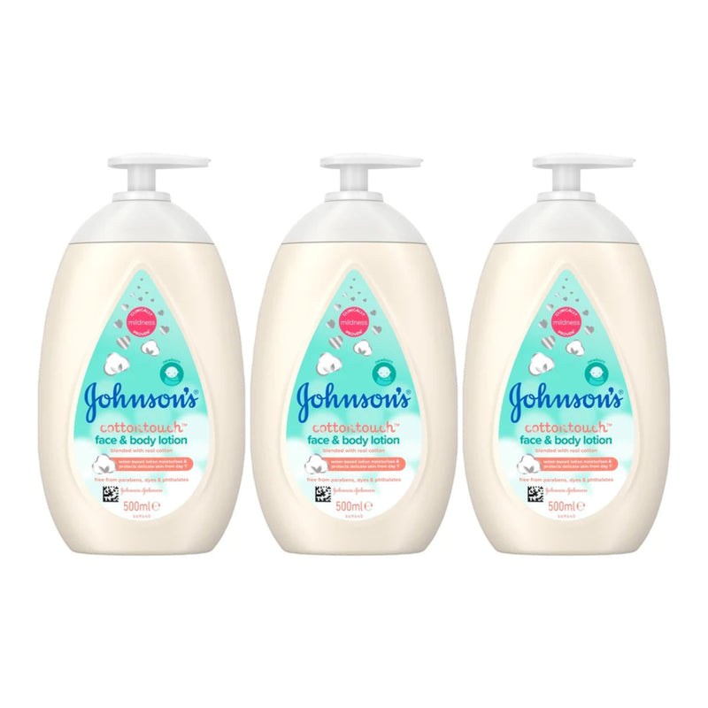 Johnson's Baby CottonTouch Face & Body Lotion, 500ml (16.9 oz) (Pack of 3)