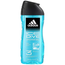 Adidas Ice Dive Shower Gel 3-in-1 Body, Hair, Face, 8.4oz (250ml)