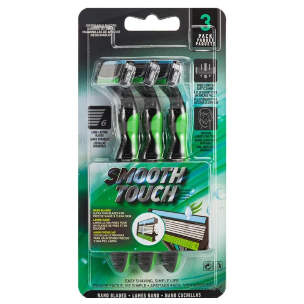3 Count x Smooth Touch 6 Blade Lubricated Razors for Sensitive Skin (G ...