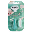 1 Razor + 2 Cartridges x Modess Sensitive Extreme 5 Blade Disposable Razors Blue