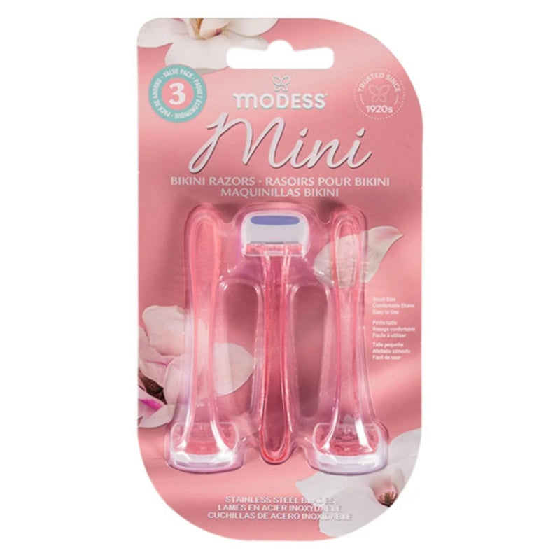 Modess Mini 4 3 Count x Modess Mini Bikini Razors w/ Stainless Steel Blades (Pink ...