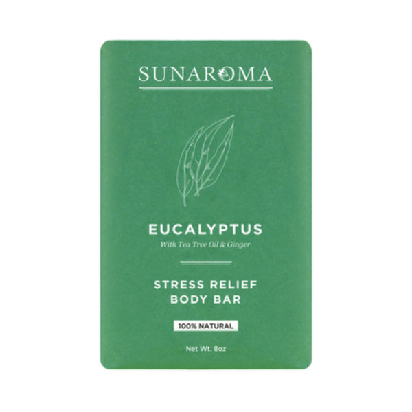 Sunaroma Stress Relief Body Bar Eucalyptus Tea Tree Oil Ginger, 8oz
