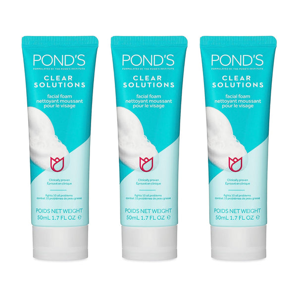 Pond's Clear Solutions Facial Foam, 50ml (Pack of 3)