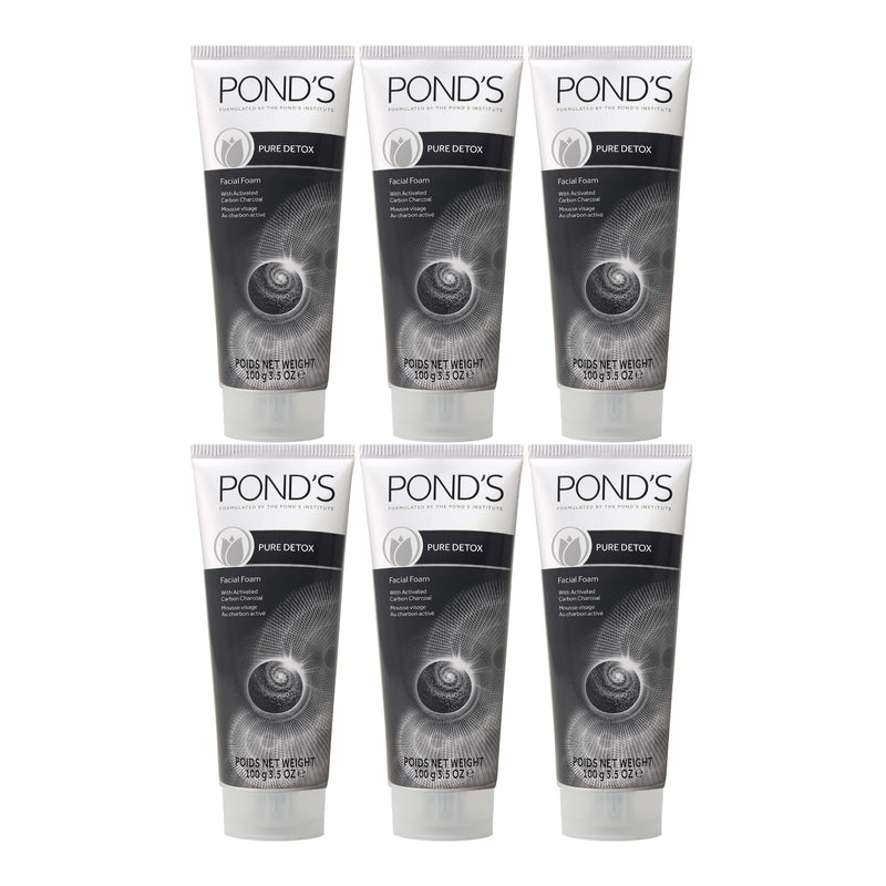 Pond's Pure Detox Facial Foam Activated Carbon Charcoal, 100g (Pack of 6)