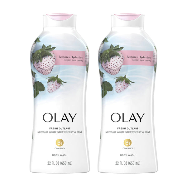 Olay Fresh Outlast Body Wash With White Strawberry & Mint, 700ml (Pack of 2)