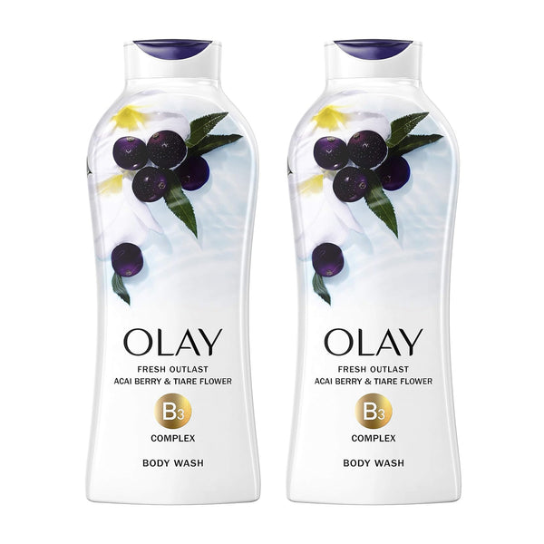 Olay Fresh Outlast Body Wash With Acai Berry & Tiare Flower, 650ml (Pack of 2)