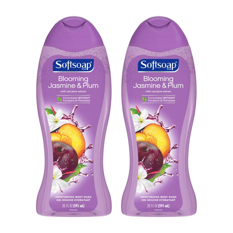 Softsoap Blooming Jasmine & Plum Real Plum Extract Body Wash, 20 oz (Pack of 2)