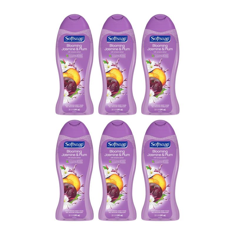 Softsoap Blooming Jasmine & Plum Real Plum Extract Body Wash, 20 oz (Pack of 6)