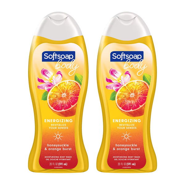 Softsoap Body Energizing Honeysuckle & Orange Burst Body Wash, 20oz (Pack of 2)