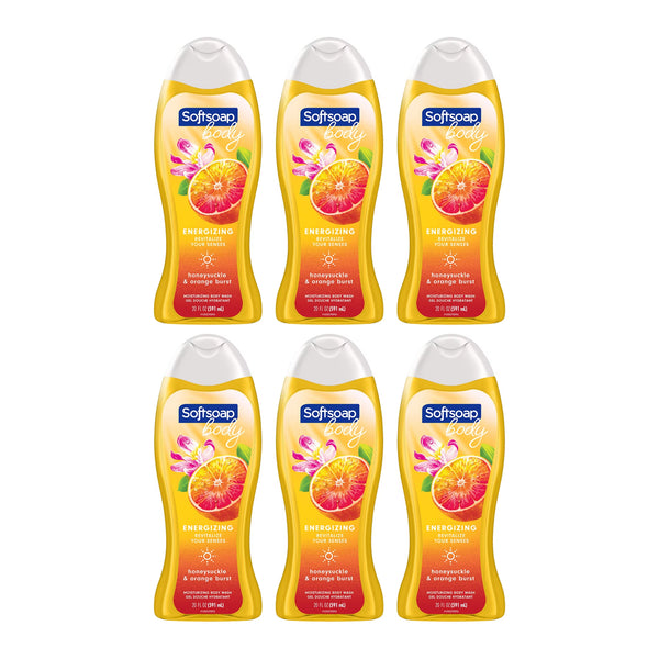 Softsoap Body Energizing Honeysuckle & Orange Burst Body Wash, 20oz (Pack of 6)