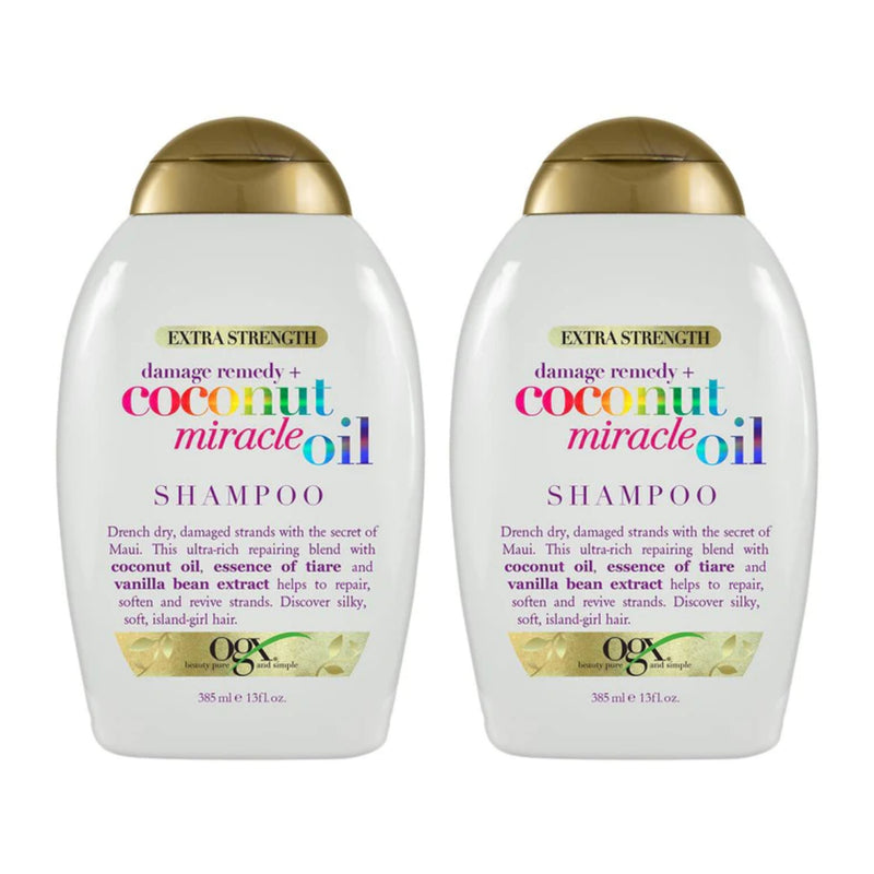 OGX Extra Strength Damage Remedy Coconut Miracle Oil Shampoo, 13 oz (Pack of 2)