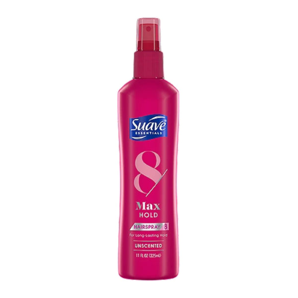 Suave Essentials 8 Max Hold Long-Lasting Hairspray Unscented, 11oz