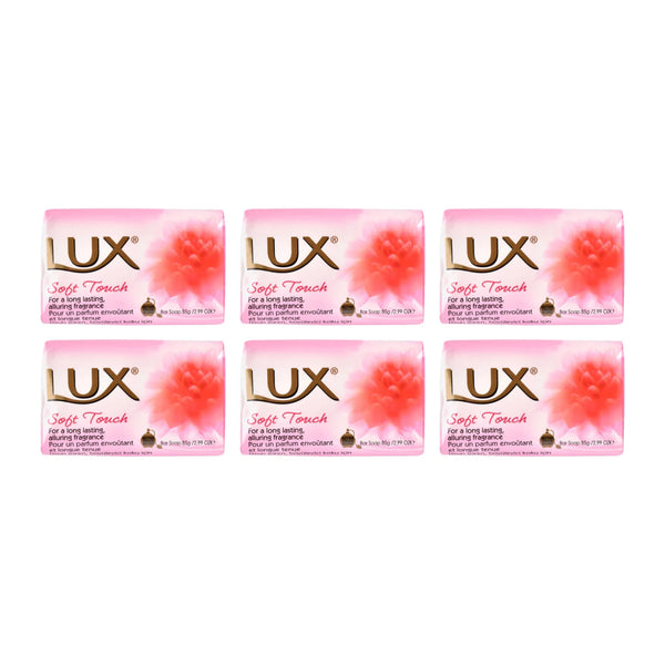 LUX Soft Touch Bar Soap, 85gm (Pack of 6)