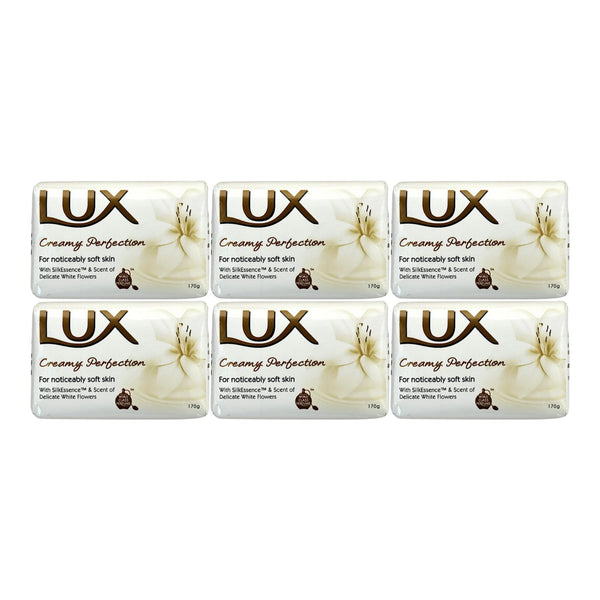 Lux Creamy Perfection Bar Soap For Soft Skin, 85g (Pack of 6)
