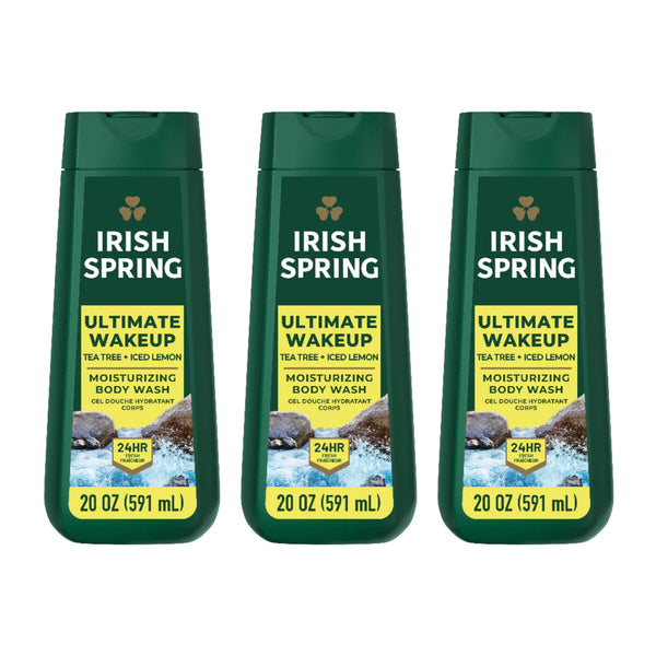 Irish Spring Ultimate Wakeup Body Wash Tea Tree + Iced Lemon, 20 oz (Pack of 3)